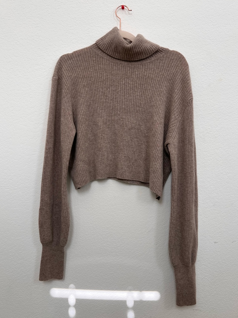Reformation Brown Cashmere Cropped Turtleneck Sweater Women's Medium - Picture 1 of 8